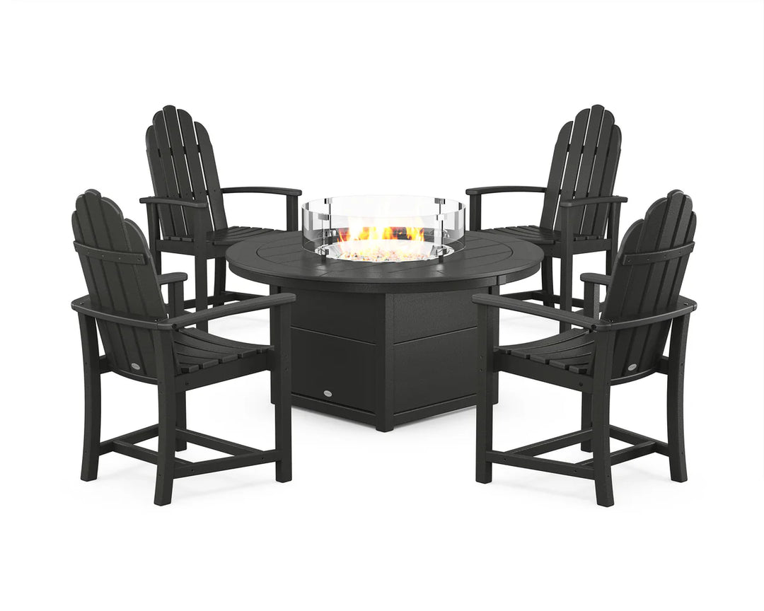 Polywood PWS1535-1 Classic 4-Piece Upright Adirondack Conversation Set with Fire Pit Table