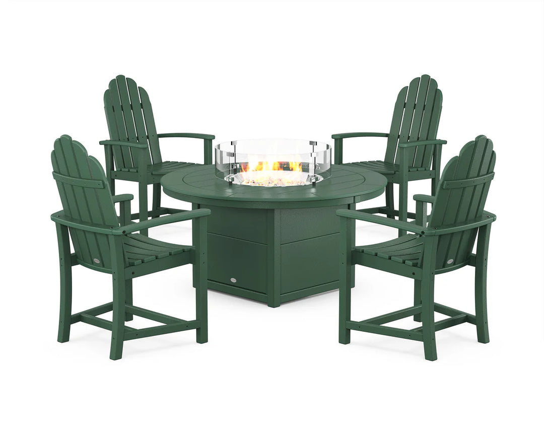 Polywood PWS1535-1 Classic 4-Piece Upright Adirondack Conversation Set with Fire Pit Table