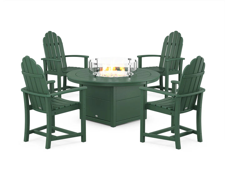 Polywood PWS1535-1 Classic 4-Piece Upright Adirondack Conversation Set with Fire Pit Table
