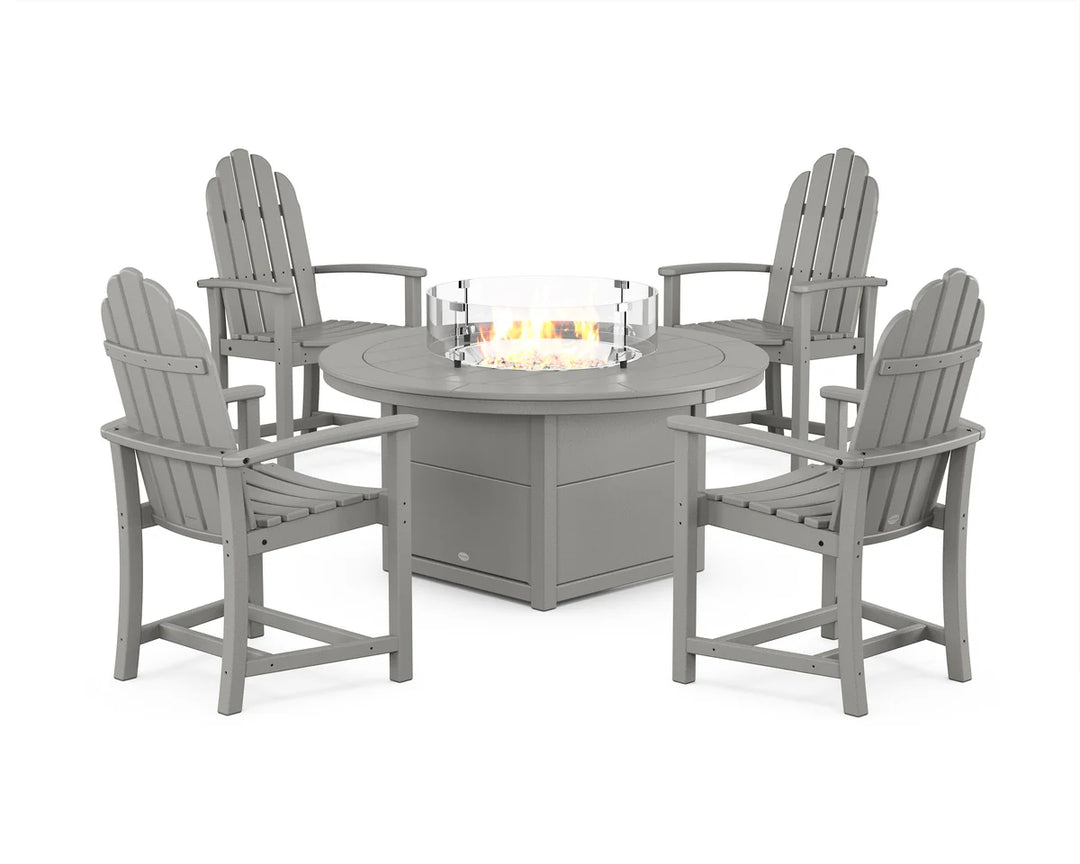 Polywood PWS1535-1 Classic 4-Piece Upright Adirondack Conversation Set with Fire Pit Table