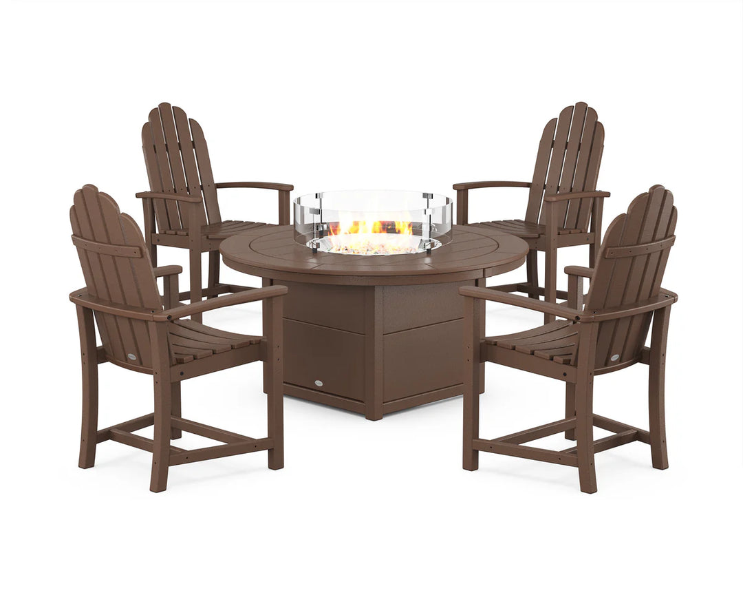Polywood PWS1535-1 Classic 4-Piece Upright Adirondack Conversation Set with Fire Pit Table