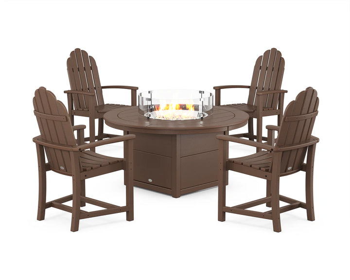 Polywood PWS1535-1 Classic 4-Piece Upright Adirondack Conversation Set with Fire Pit Table