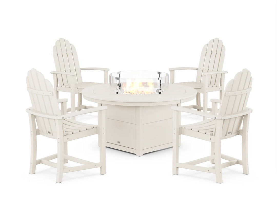Polywood PWS1535-1 Classic 4-Piece Upright Adirondack Conversation Set with Fire Pit Table