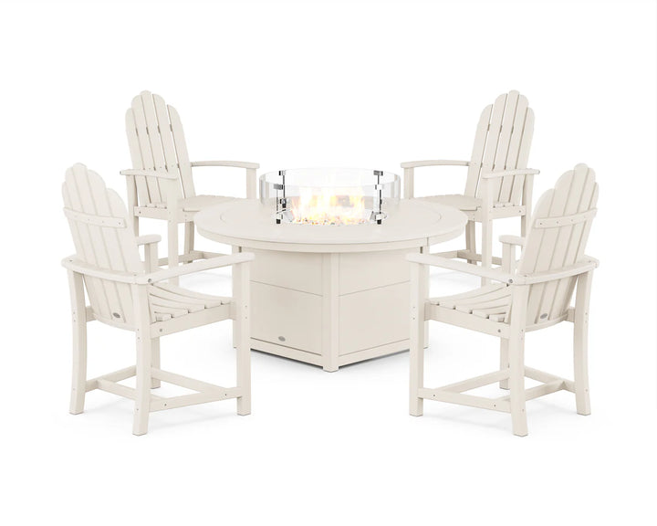 Polywood PWS1535-1 Classic 4-Piece Upright Adirondack Conversation Set with Fire Pit Table