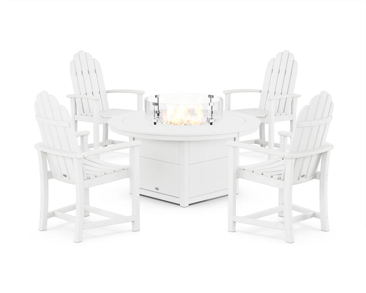 Polywood PWS1535-1 Classic 4-Piece Upright Adirondack Conversation Set with Fire Pit Table