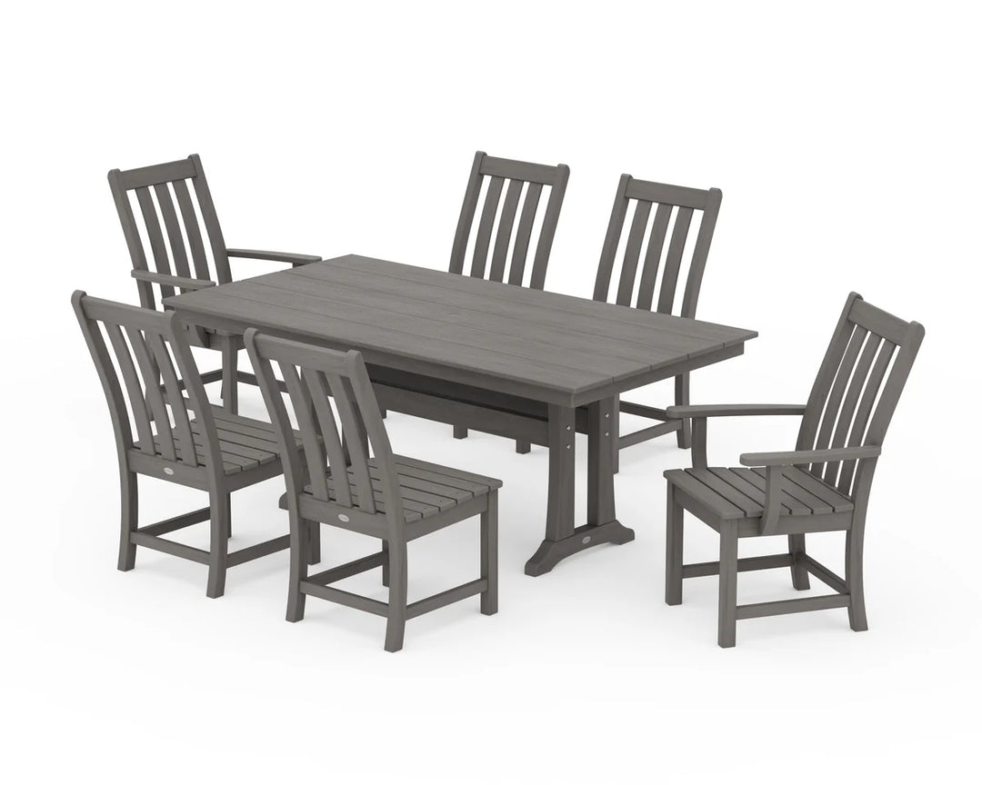 Polywood PWS340-1 Vineyard 7-Piece Farmhouse Dining Set with Trestle Legs
