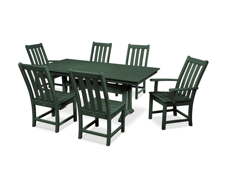 Polywood PWS340-1 Vineyard 7-Piece Farmhouse Dining Set with Trestle Legs