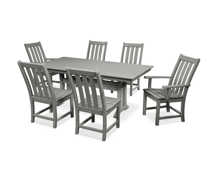 Polywood PWS340-1 Vineyard 7-Piece Farmhouse Dining Set with Trestle Legs