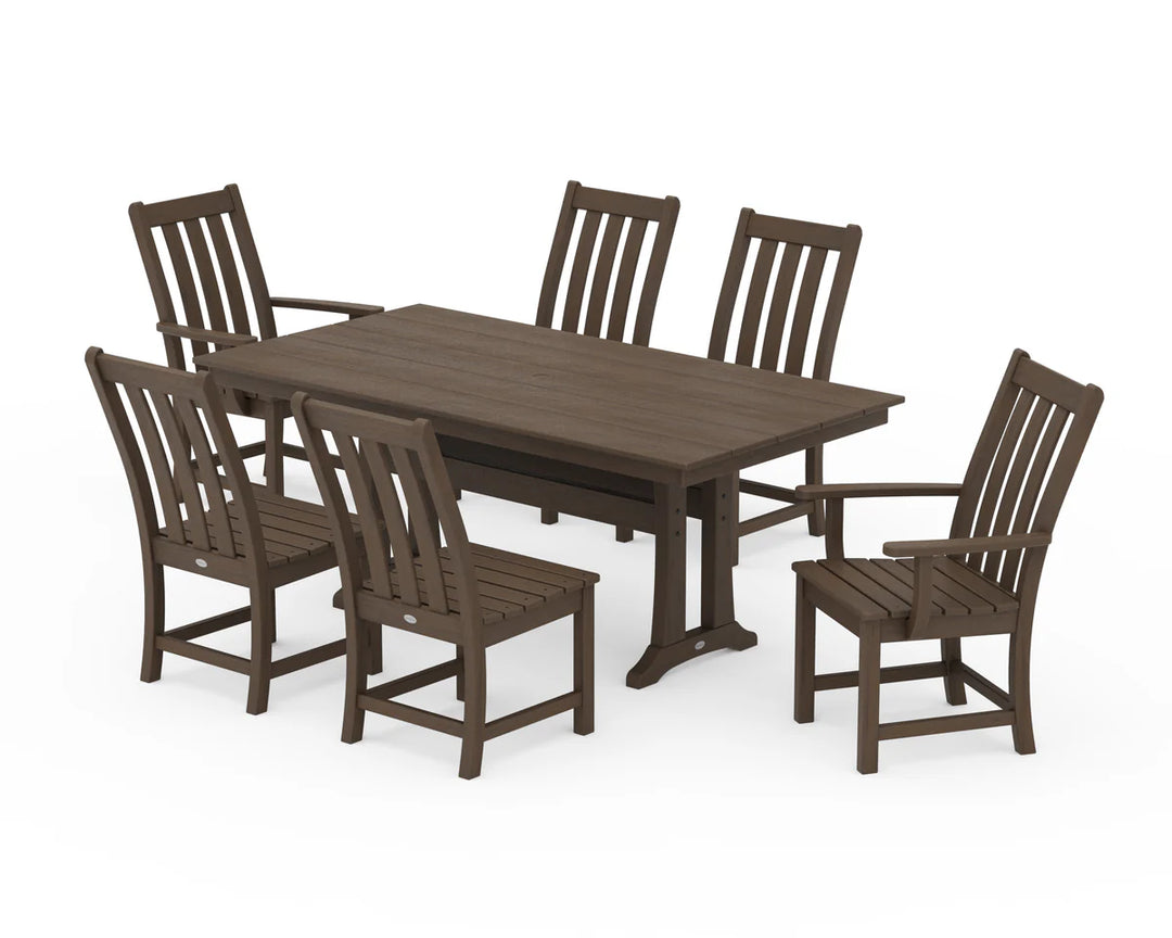 Polywood PWS340-1 Vineyard 7-Piece Farmhouse Dining Set with Trestle Legs