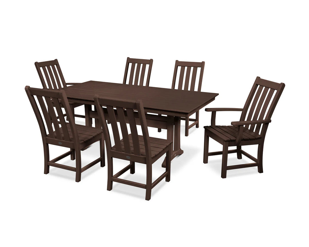 Polywood PWS340-1 Vineyard 7-Piece Farmhouse Dining Set with Trestle Legs