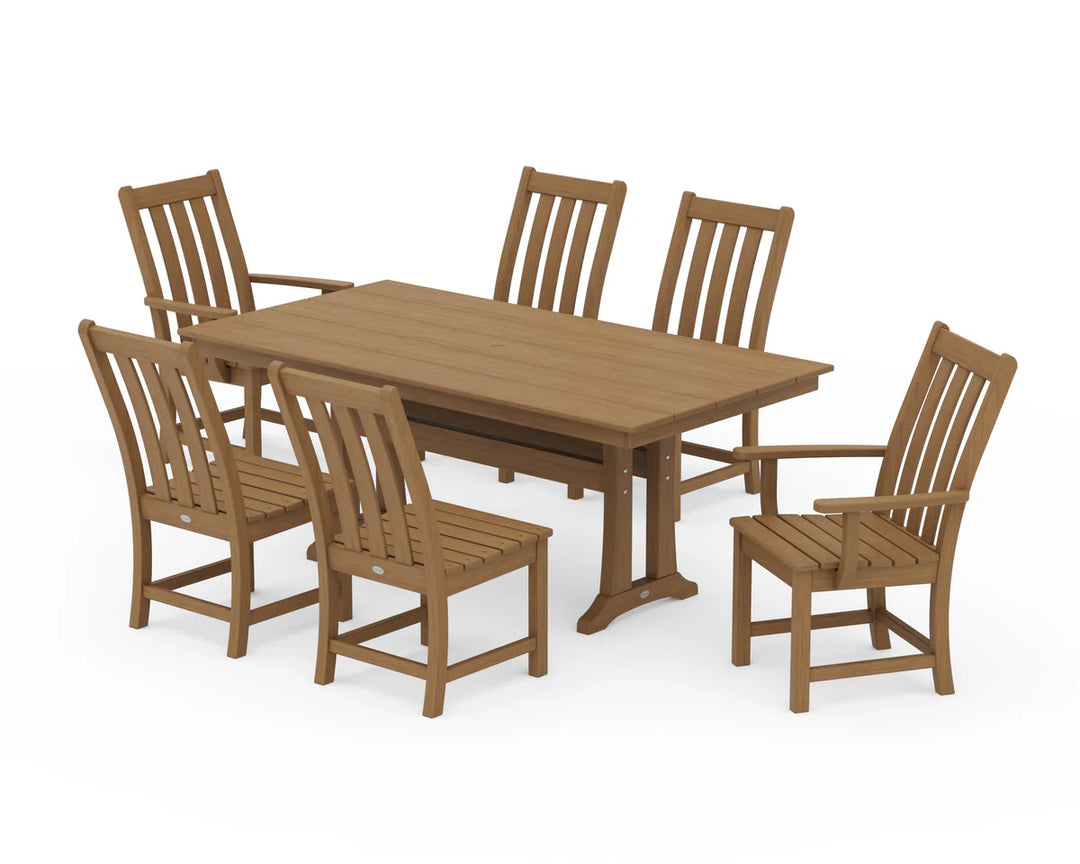 Polywood PWS340-1 Vineyard 7-Piece Farmhouse Dining Set with Trestle Legs