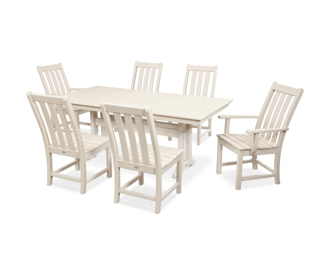Polywood PWS340-1 Vineyard 7-Piece Farmhouse Dining Set with Trestle Legs