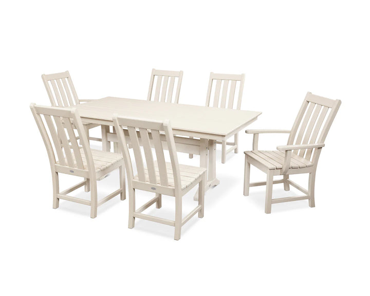 Polywood PWS340-1 Vineyard 7-Piece Farmhouse Dining Set with Trestle Legs