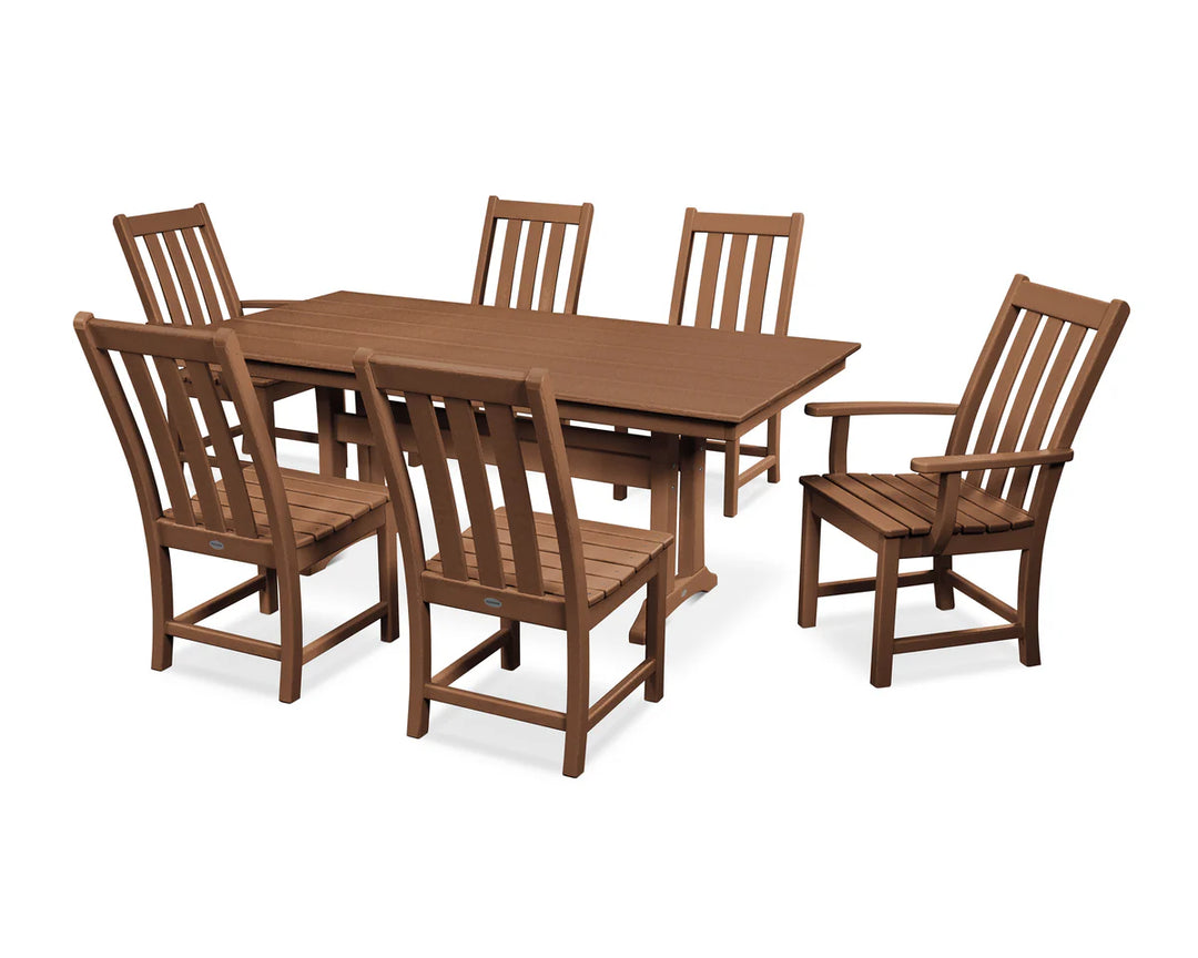 Polywood PWS340-1 Vineyard 7-Piece Farmhouse Dining Set with Trestle Legs