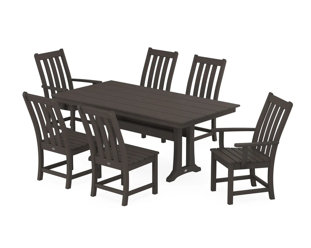 Polywood PWS340-1 Vineyard 7-Piece Farmhouse Dining Set with Trestle Legs