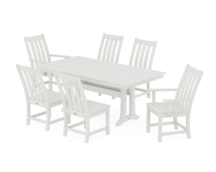 Polywood PWS340-1 Vineyard 7-Piece Farmhouse Dining Set with Trestle Legs