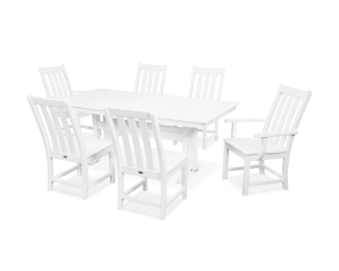 Polywood PWS340-1 Vineyard 7-Piece Farmhouse Dining Set with Trestle Legs