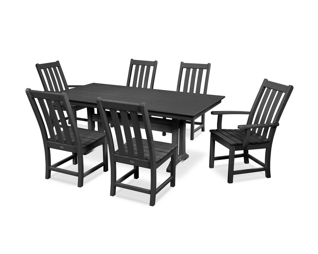 Polywood PWS340-1 Vineyard 7-Piece Farmhouse Dining Set with Trestle Legs