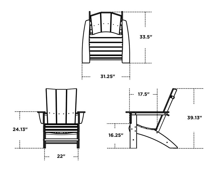 Polywood PWS420-1 Modern 3-Piece Curveback Adirondack Set