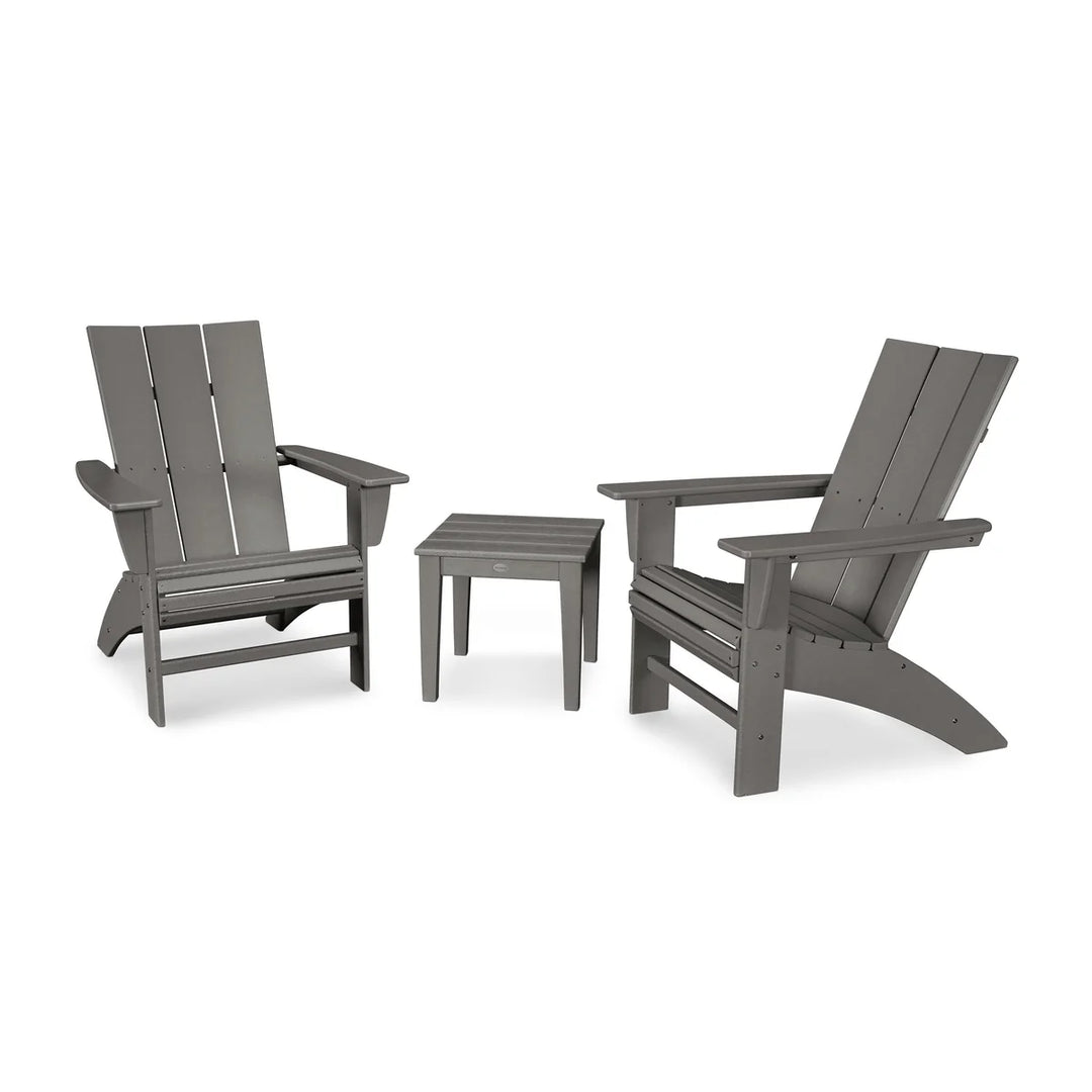 Polywood PWS420-1 Modern 3-Piece Curveback Adirondack Set