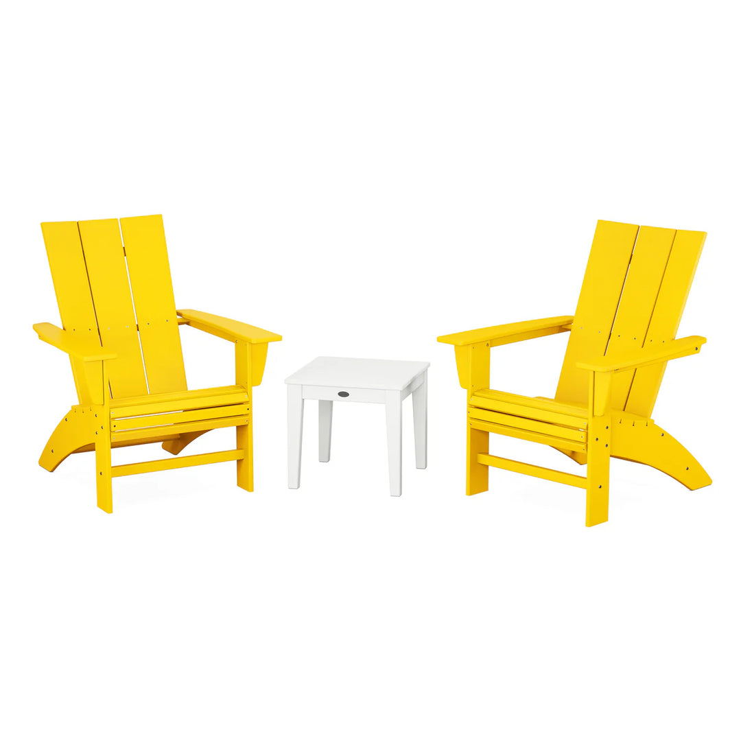 Polywood PWS420-1 Modern 3-Piece Curveback Adirondack Set
