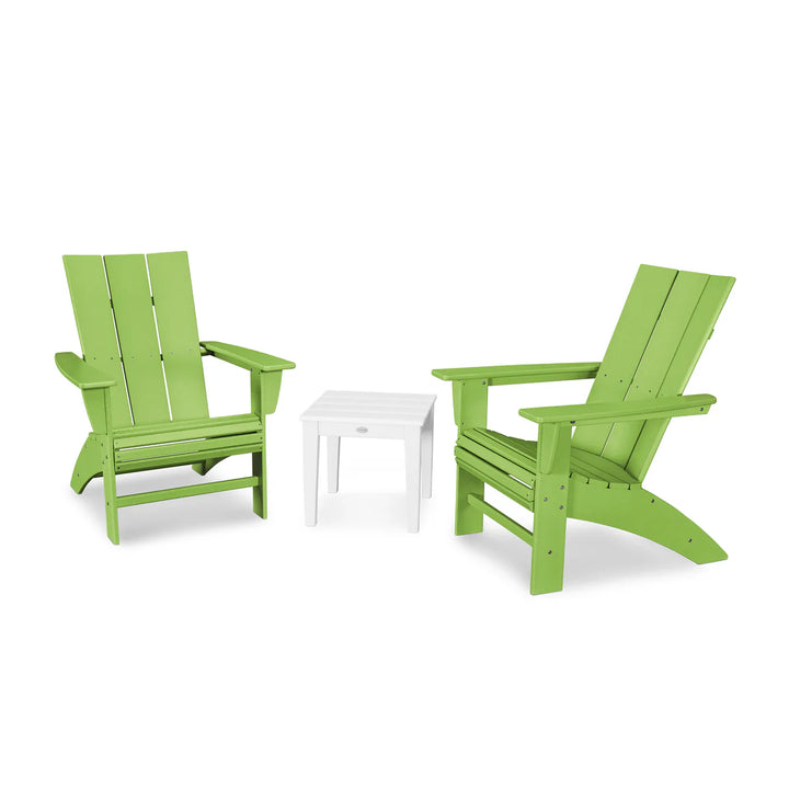Polywood PWS420-1 Modern 3-Piece Curveback Adirondack Set