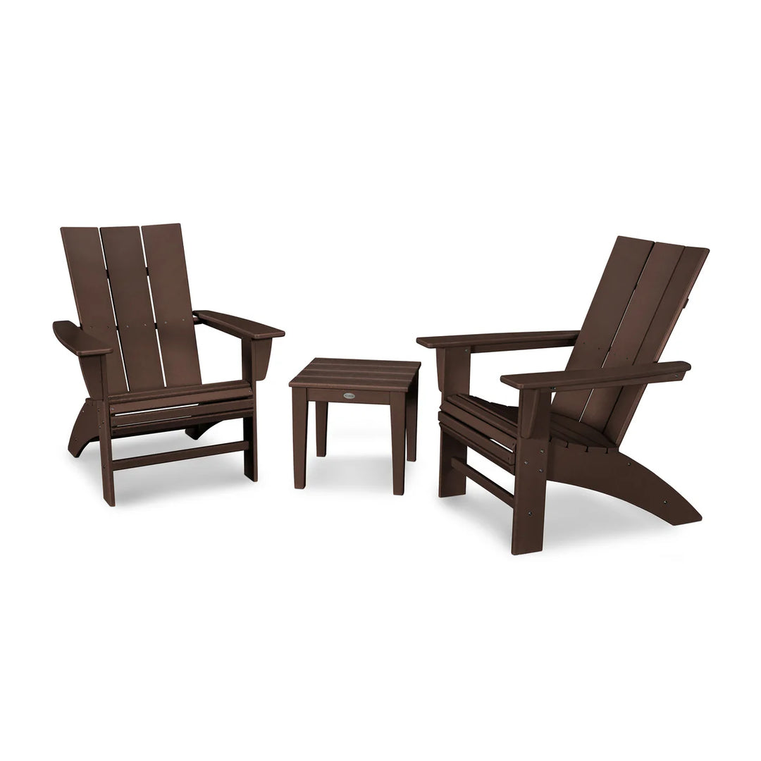 Polywood PWS420-1 Modern 3-Piece Curveback Adirondack Set