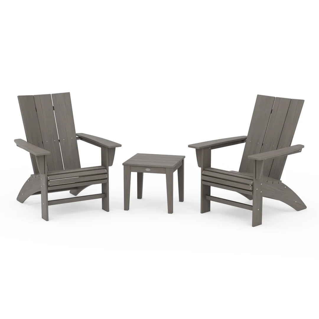 Polywood PWS420-1 Modern 3-Piece Curveback Adirondack Set