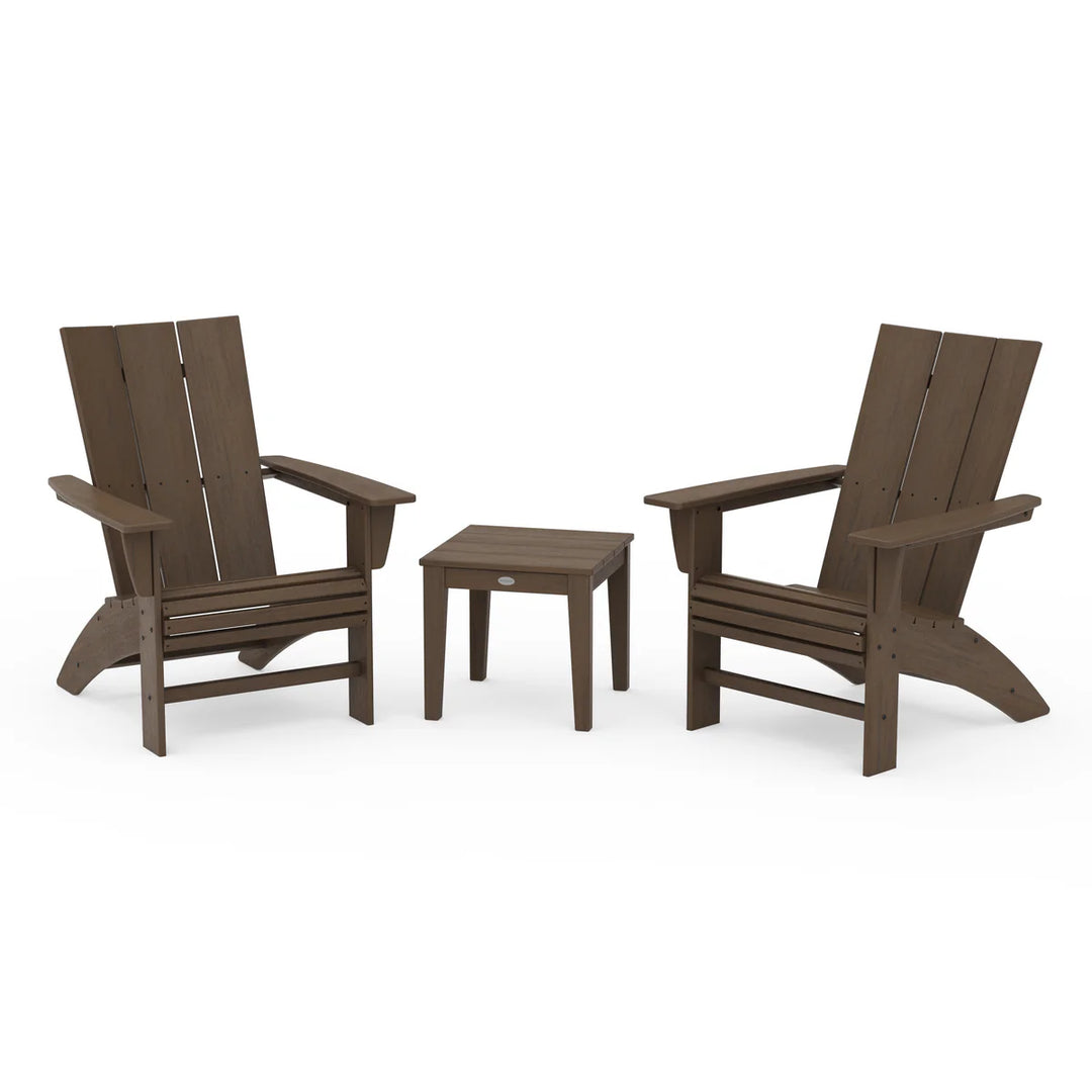 Polywood PWS420-1 Modern 3-Piece Curveback Adirondack Set