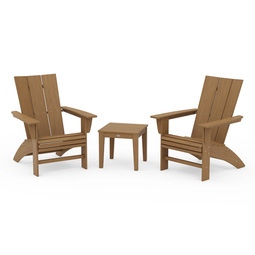 Polywood PWS420-1 Modern 3-Piece Curveback Adirondack Set