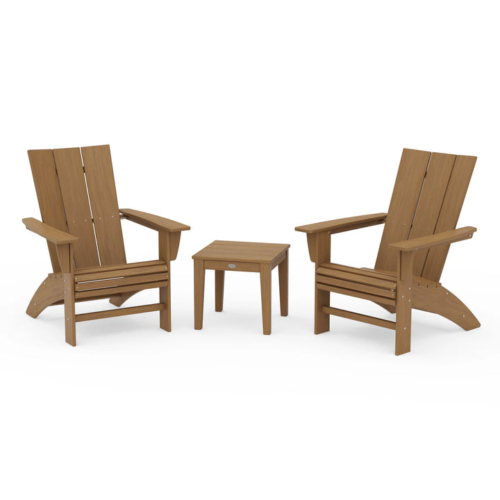 Polywood PWS420-1 Modern 3-Piece Curveback Adirondack Set