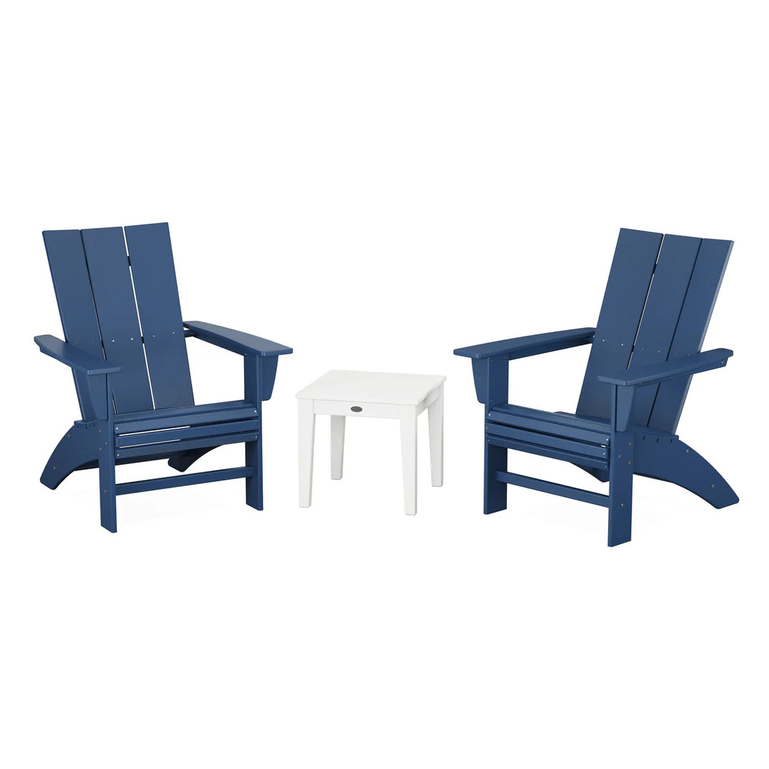 Polywood PWS420-1 Modern 3-Piece Curveback Adirondack Set