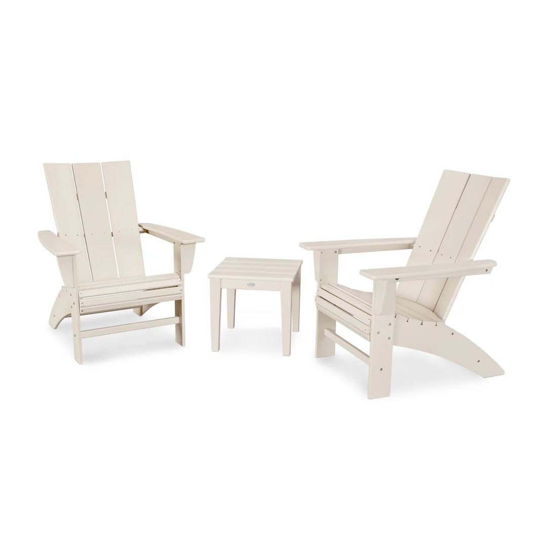Polywood PWS420-1 Modern 3-Piece Curveback Adirondack Set