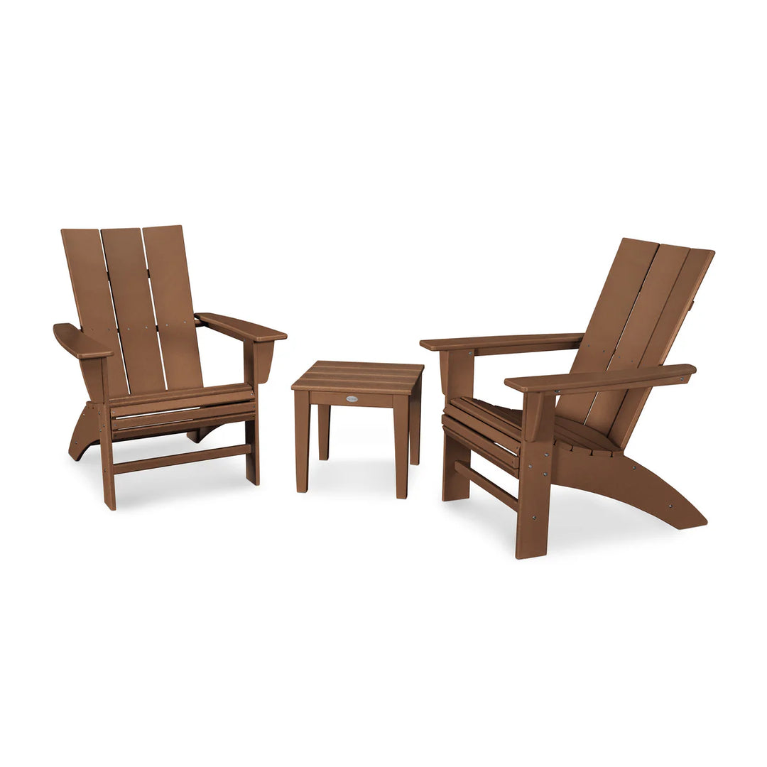 Polywood PWS420-1 Modern 3-Piece Curveback Adirondack Set