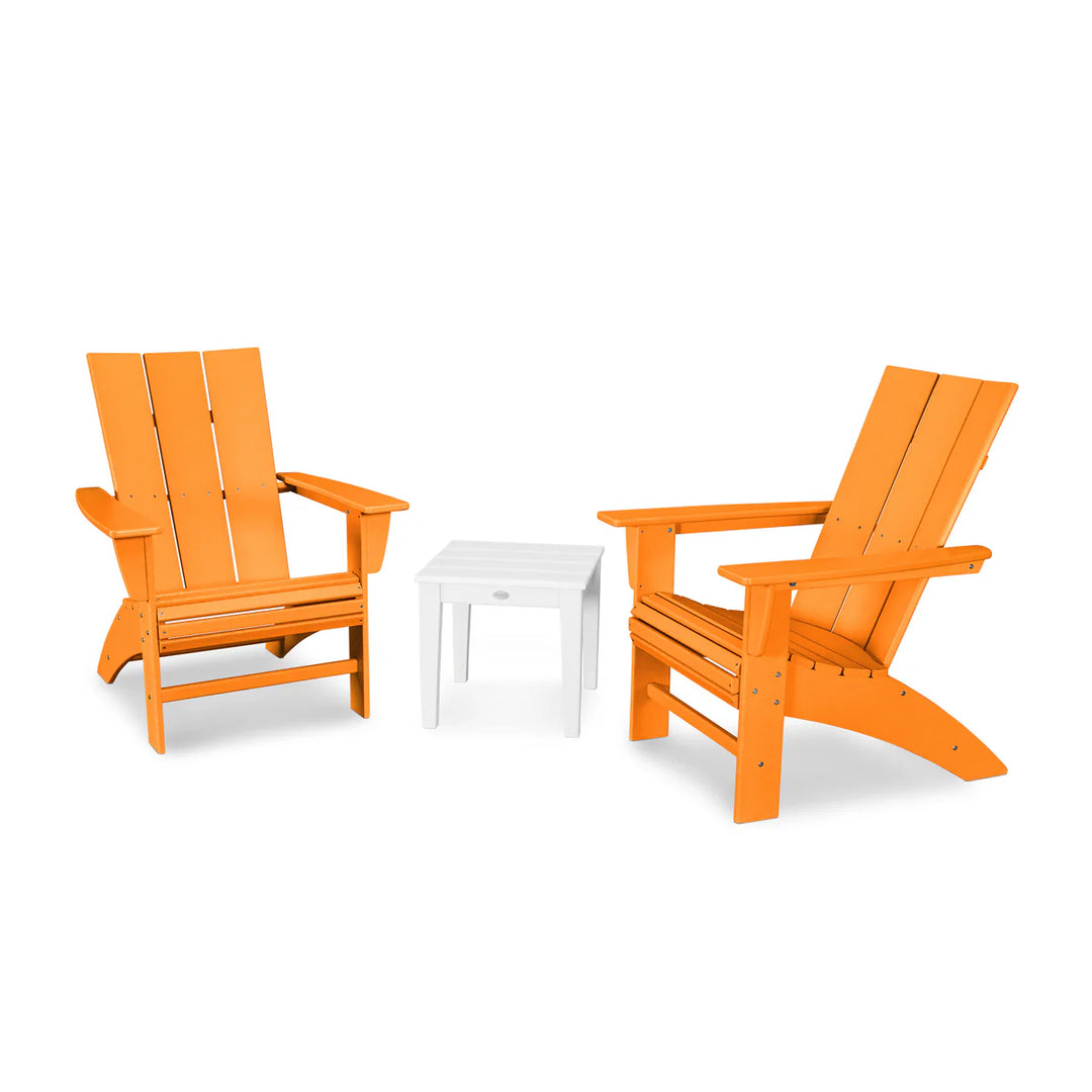 Polywood PWS420-1 Modern 3-Piece Curveback Adirondack Set