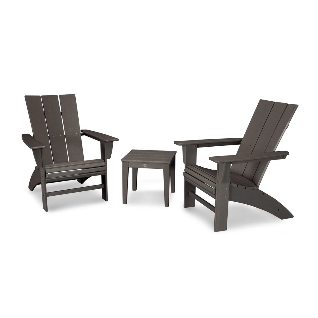 Polywood PWS420-1 Modern 3-Piece Curveback Adirondack Set
