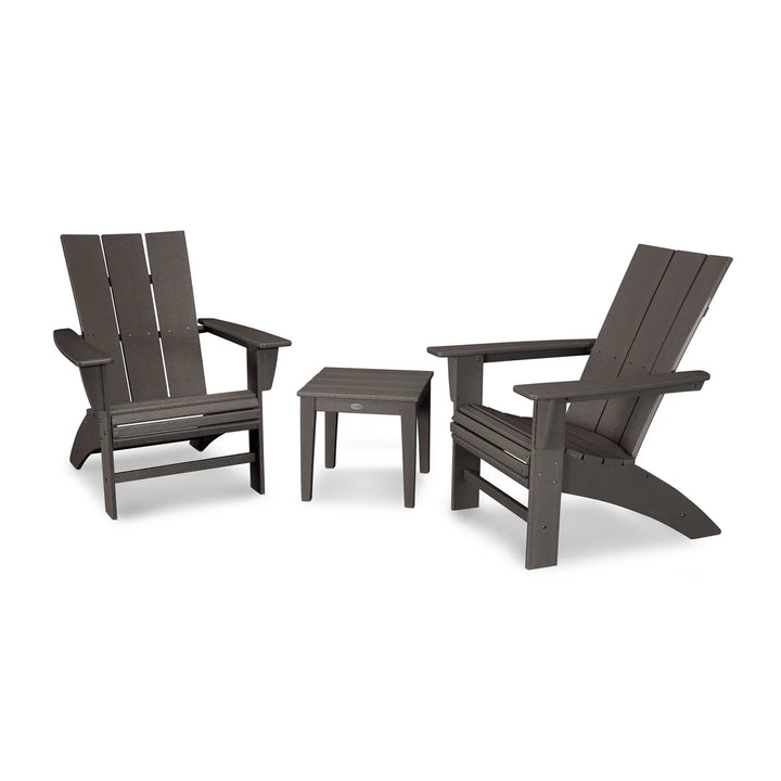 Polywood PWS420-1 Modern 3-Piece Curveback Adirondack Set