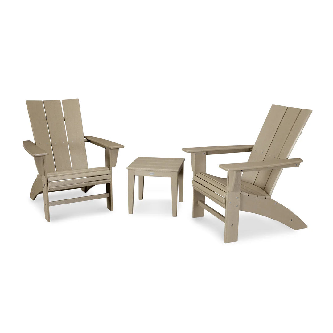 Polywood PWS420-1 Modern 3-Piece Curveback Adirondack Set