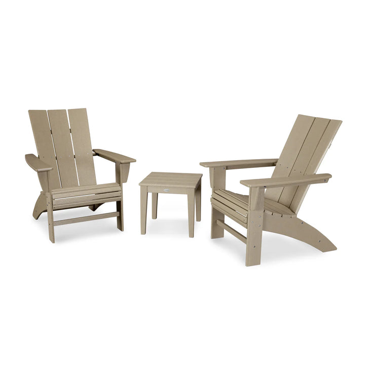 Polywood PWS420-1 Modern 3-Piece Curveback Adirondack Set