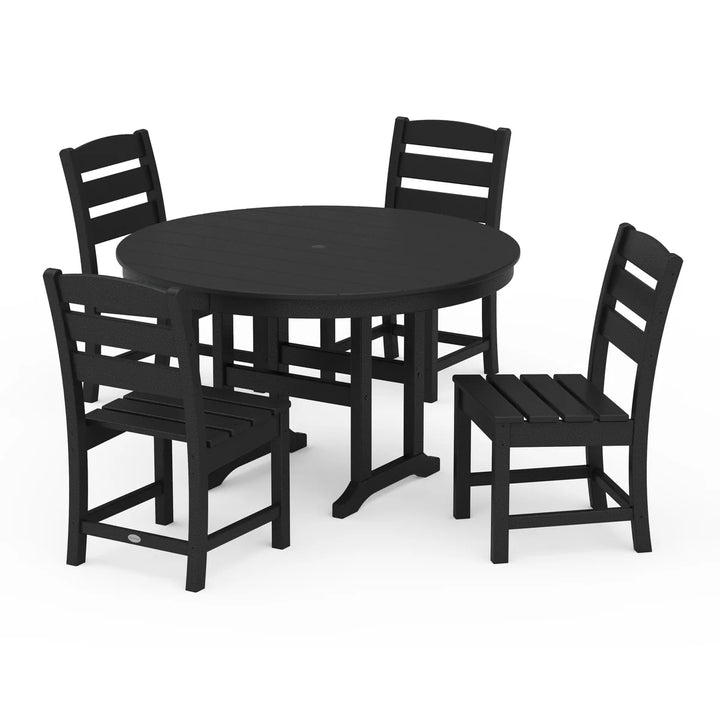 Polywood PWS517-1 Lakeside 5-Piece Round Farmhouse Side Chair Dining Set