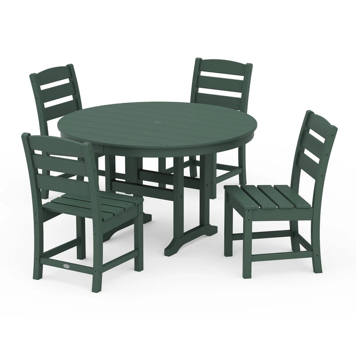 Polywood PWS517-1 Lakeside 5-Piece Round Farmhouse Side Chair Dining Set