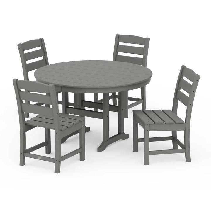 Polywood PWS517-1 Lakeside 5-Piece Round Farmhouse Side Chair Dining Set