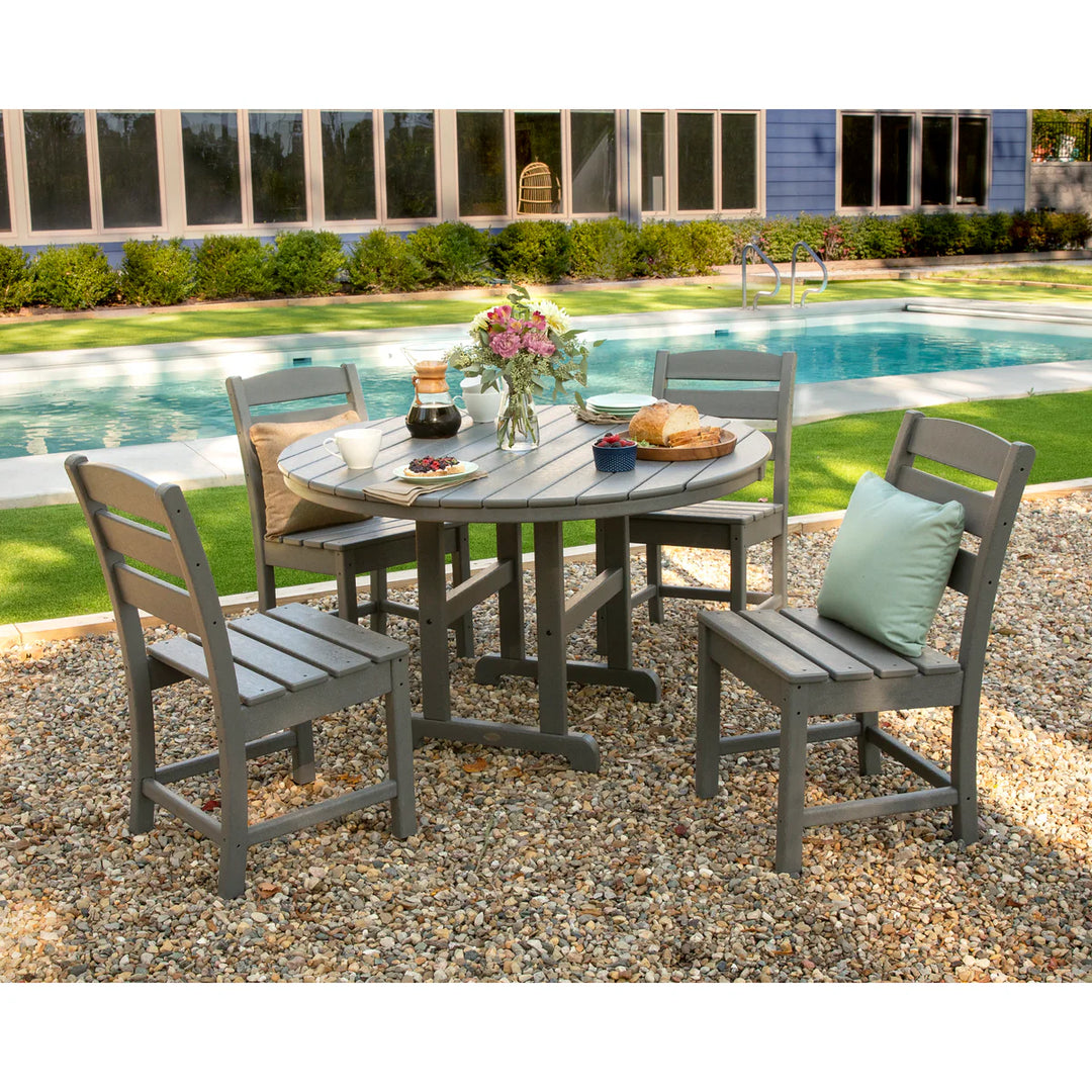Polywood PWS517-1 Lakeside 5-Piece Round Farmhouse Side Chair Dining Set