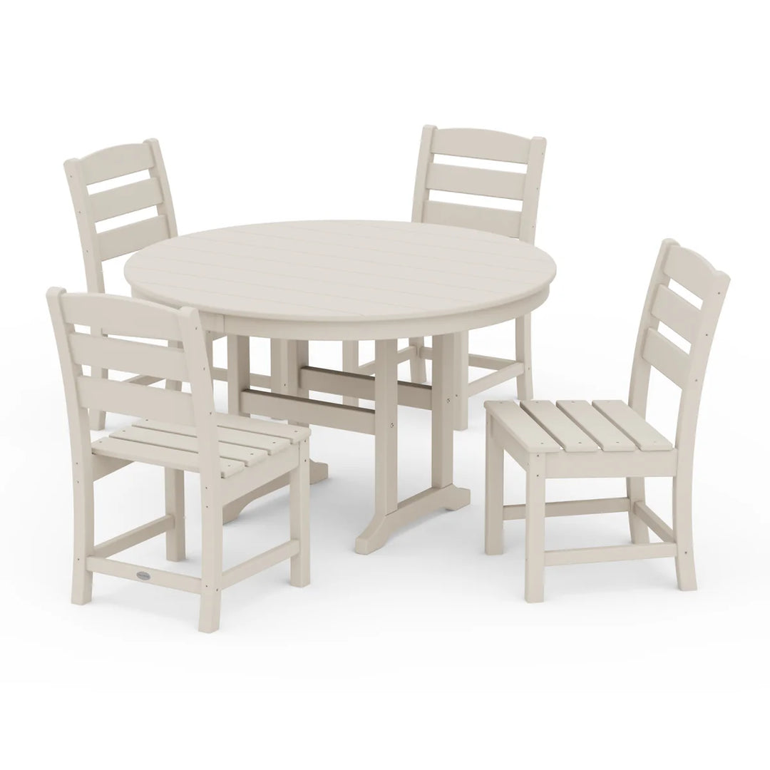 Polywood PWS517-1 Lakeside 5-Piece Round Farmhouse Side Chair Dining Set