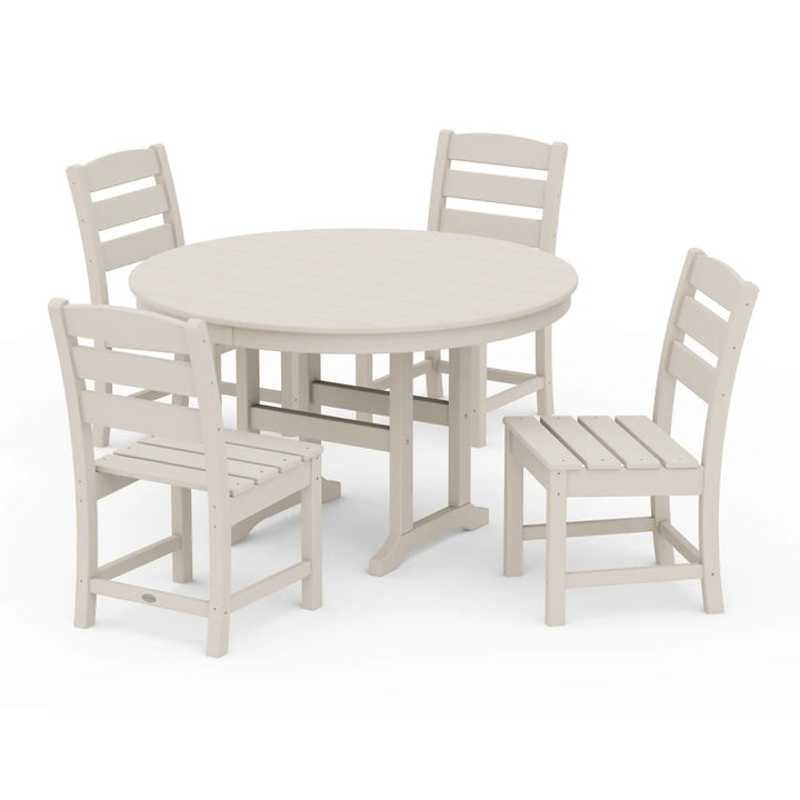 Polywood PWS517-1 Lakeside 5-Piece Round Farmhouse Side Chair Dining Set