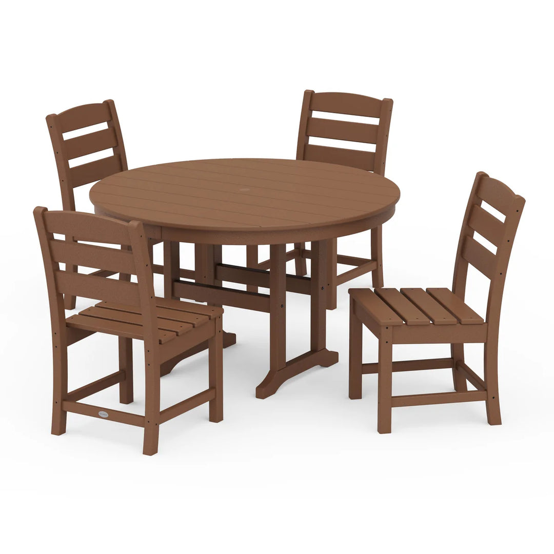 Polywood PWS517-1 Lakeside 5-Piece Round Farmhouse Side Chair Dining Set