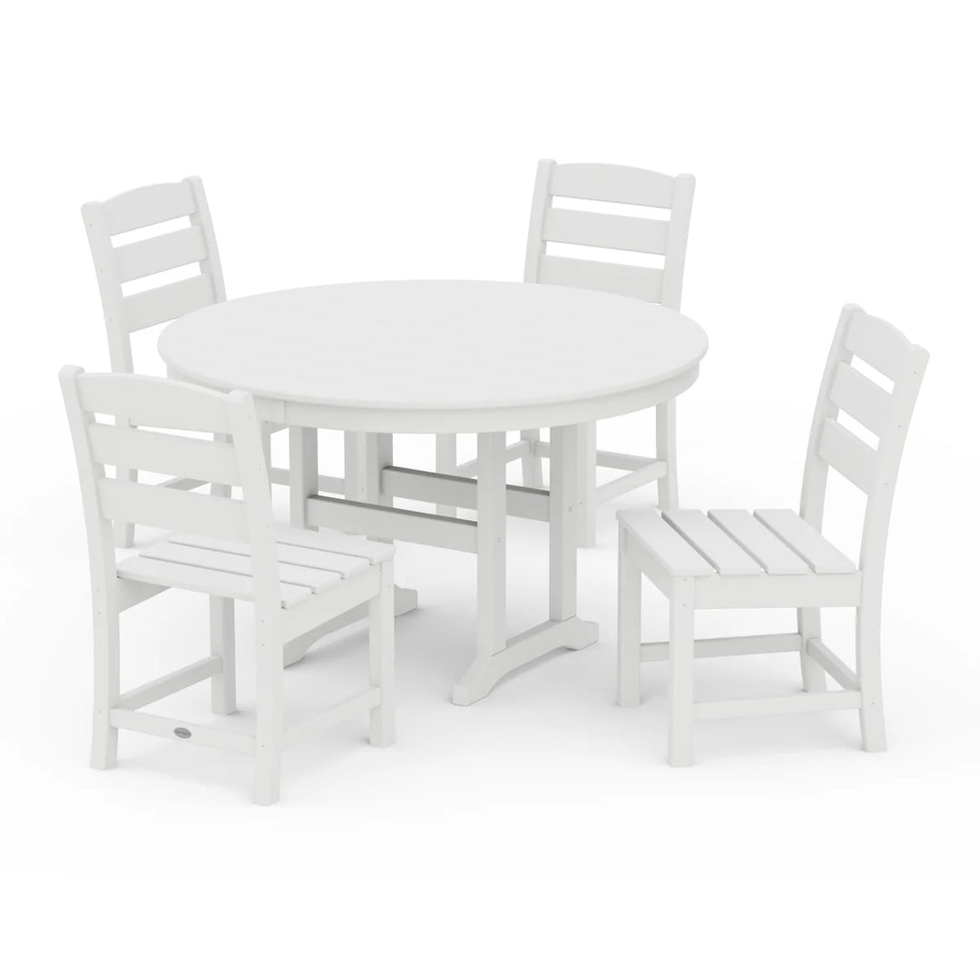Polywood PWS517-1 Lakeside 5-Piece Round Farmhouse Side Chair Dining Set