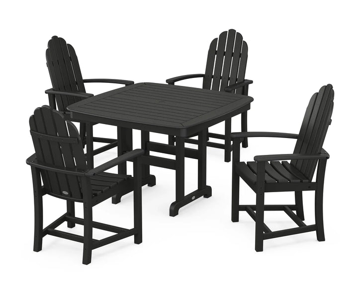 Polywood PWS913-1 Classic Adirondack 5-Piece Square Dining Set with Trestle Legs