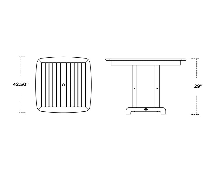 Polywood PWS913-1 Classic Adirondack 5-Piece Square Dining Set with Trestle Legs