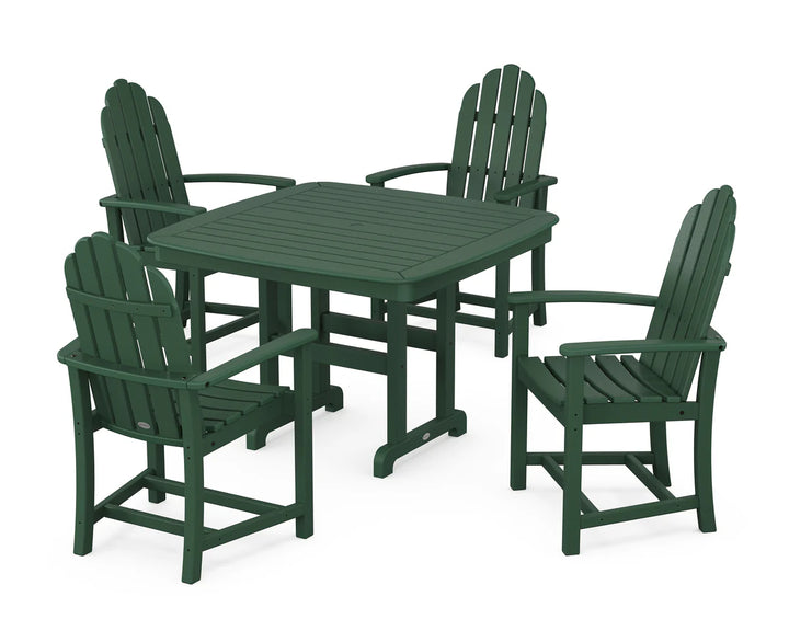 Polywood PWS913-1 Classic Adirondack 5-Piece Square Dining Set with Trestle Legs